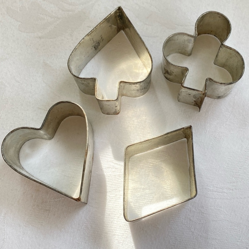 4 Vintage Tin Soldered Cookie Canapé Cutters